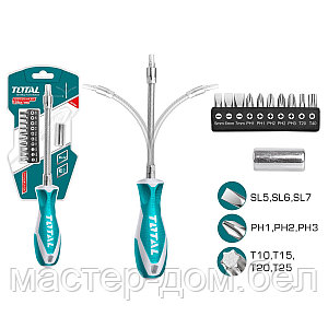 Отвертка-держатель бит гибкая с набором бит TOTAL THT250FL1206 (12 предметов)