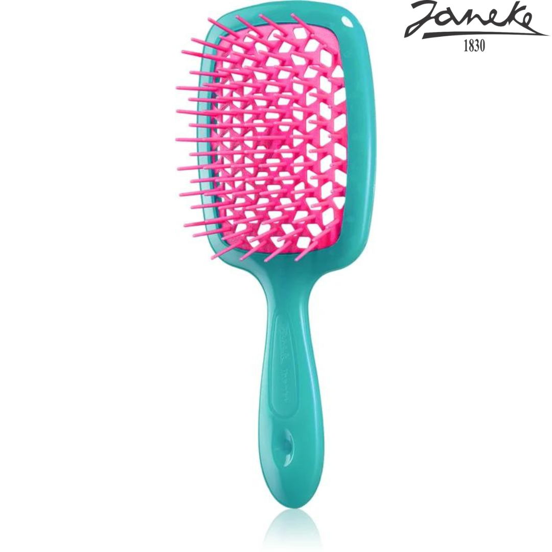 Расческа массажная Janeke Superbrush Turquoise Rose Бирюзовая с розовым