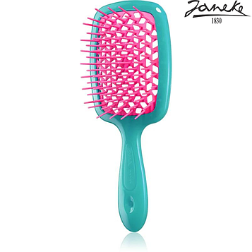 Расческа массажная Janeke Superbrush Turquoise Rose Бирюзовая с розовым
