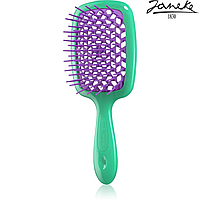 Расческа массажная Janeke Superbrush Green Зеленая с фиолетовым