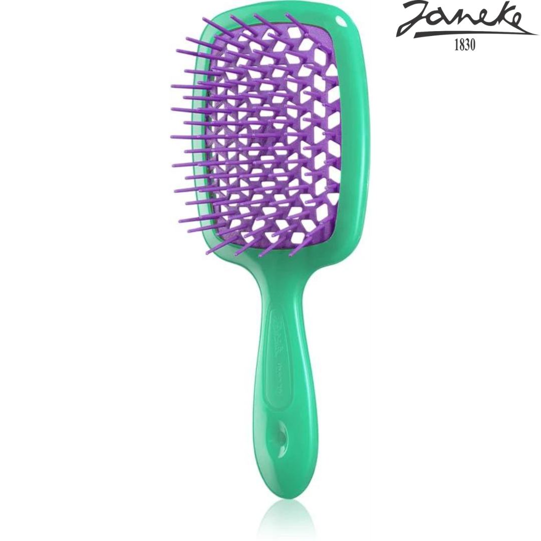 Расческа массажная Janeke Superbrush Green Зеленая с фиолетовым - фото 1 - id-p202601183