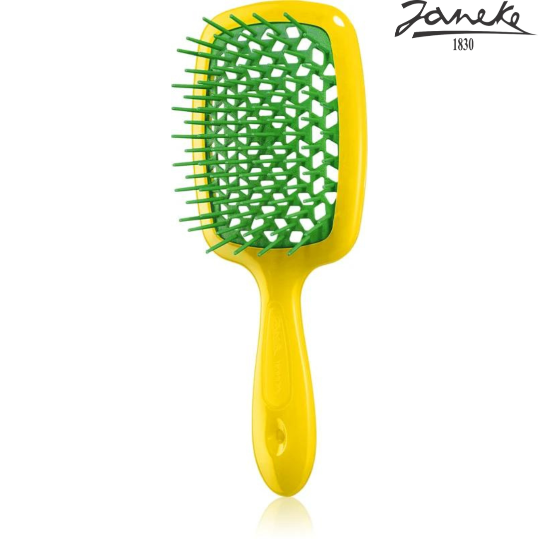 Расческа массажная Janeke Superbrush Yellow Желтая с зеленым