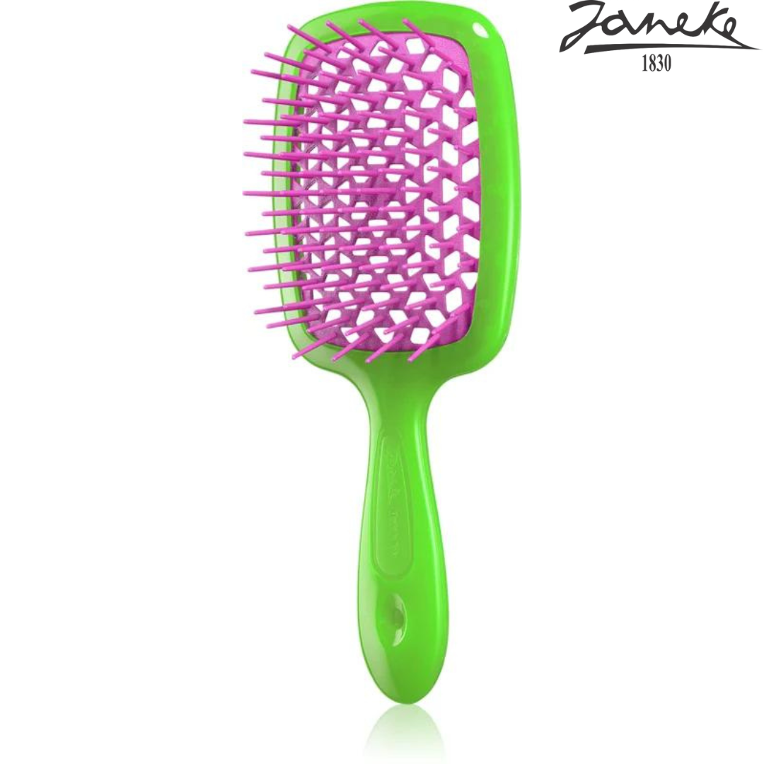 Расческа массажная Janeke Superbrush Green Fuxia Салатовая с фуксией