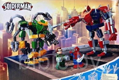 Детский конструктор 1020 битва роботов, человек паук против доктора осьминога, аналог лего lego spiderman - фото 3 - id-p202601630
