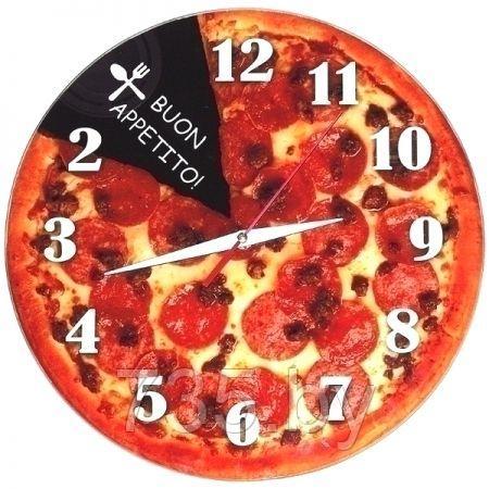 Часы с обратным ходом настенные "Пицца" стеклянные - фото 1 - id-p166881878