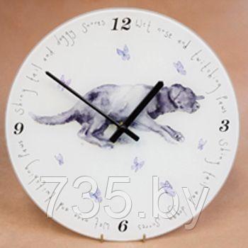 Настенные часы Собака 2 стеклянные 30 см