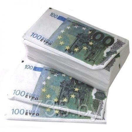 Салфетки Пачка 100 Евро 33х33 см, набор 3 упаковки по 25 шт - фото 1 - id-p167710238