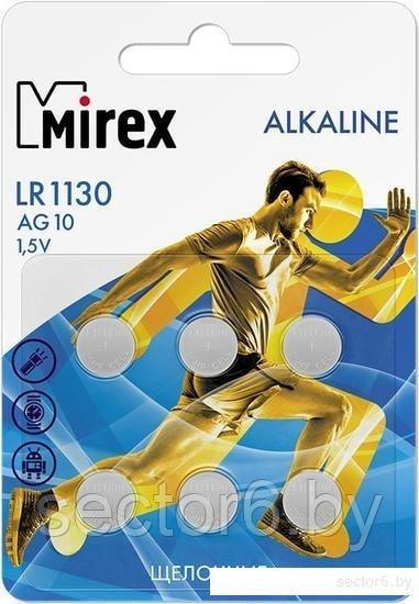 Элементы питания Mirex LR1130 (AG10) Mirex блистер 6 шт. 23702-LR1130-E6 - фото 1 - id-p202203715