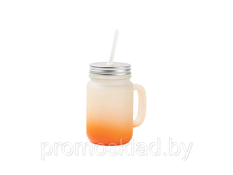 Кружка стеклянная матовая градиент оранжевый с трубочкой, 12 оз для сублимации - фото 3 - id-p202620778