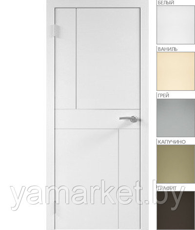 Межкомнатная дверь "ЭМАЛЬ" ПГ-25 (Цвет - Белый; Ваниль; Грэй; Капучино; Графит)