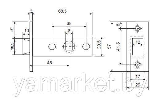 Защелка Vela UL5400-NIS (Защелка проходная) матовый никель; - фото 2 - id-p202623009