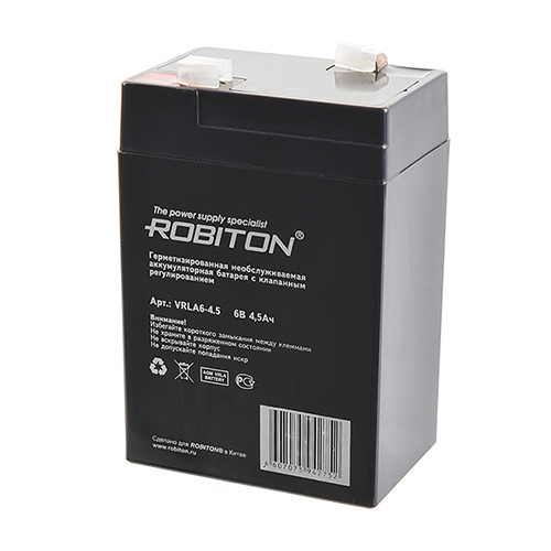 Аккумулятор 6V 4,5Ah Robiton VRLA6-4.5 - фото 1 - id-p202221367