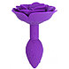 Фиолетовая силиконовая анальная пробка с розой S, фото 3