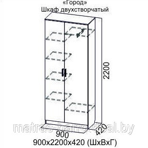 Шкаф двухстворчатый Город ясень шимо темный/ясень шимо светлый (фасад с рисунком) - фото 3 - id-p83521168