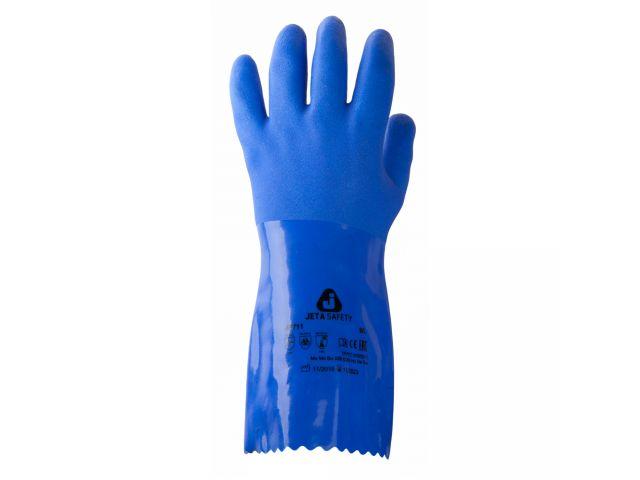 Перчатки К80 Щ50 х/б с покрытием ПВХ защитные промышлен., р-р 8/M, синие, Jeta Safety (инд. уп.) - фото 1 - id-p202420043