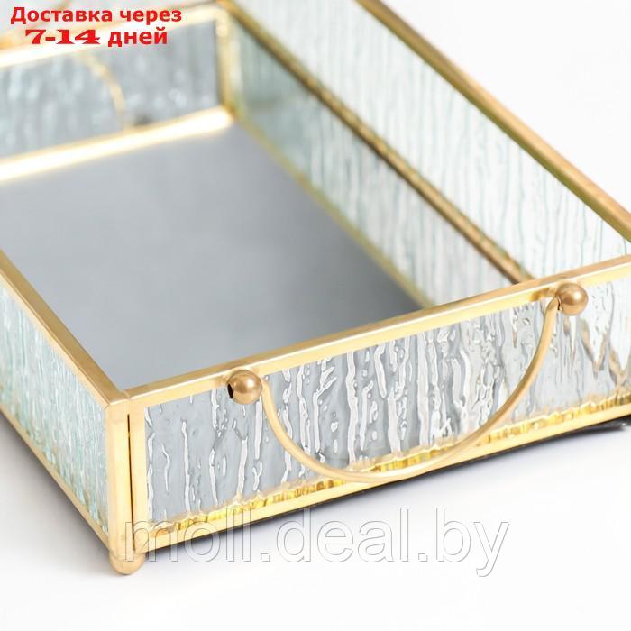 Подставка интерьерная стекло с зеркалом "Прямоугольник. Кора" с ручками 25,5х14х5 см - фото 4 - id-p202612564