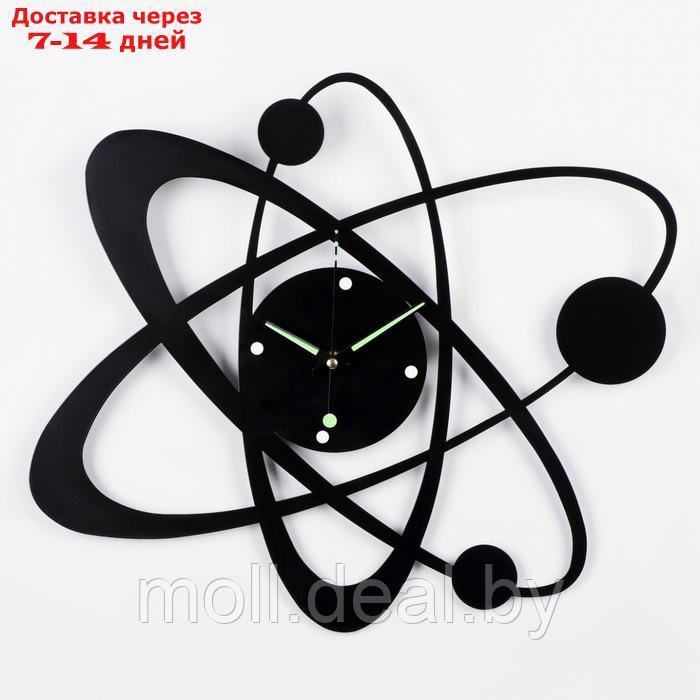 Часы настенные из металла "Космос", плавный ход, d-40 см, светящиеся - фото 1 - id-p202612619