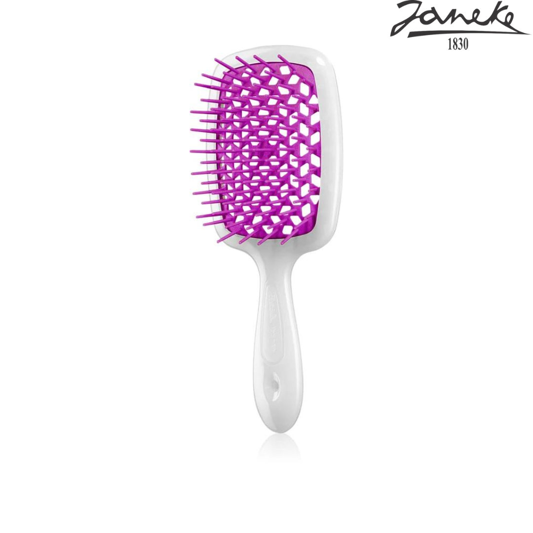Расческа массажная Janeke Superbrush Small White Fuxia Белая с фуксией