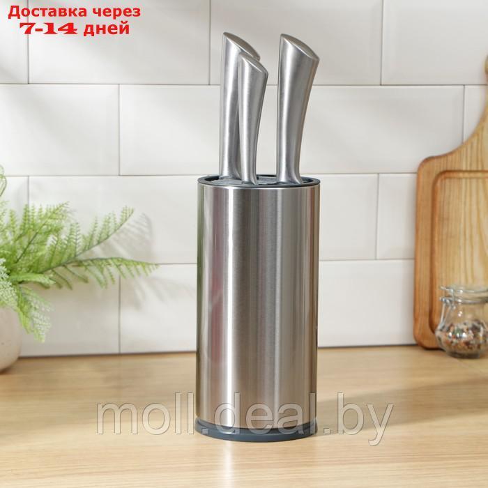 Подставка для ножей и ножниц "Металлик" 11х23 см, цвет серебристый, круглая - фото 1 - id-p202612964