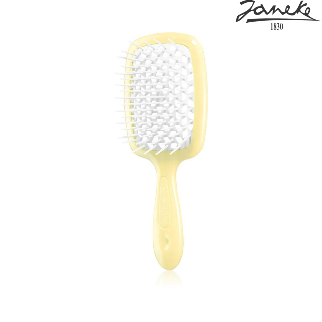 Расческа массажная Janeke Superbrush Small Yellow Нежно-желтая с белым