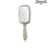 Расческа массажная Janeke Superbrush Small White Gray Серая с белым