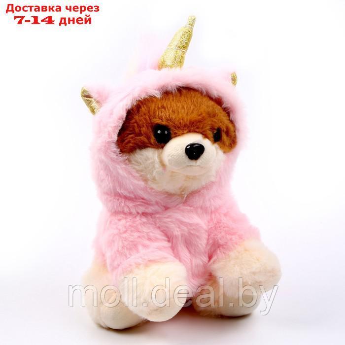 Мягкая игрушка "Собака" в костюме единорога, 18 см, цвет розовый - фото 1 - id-p202612418