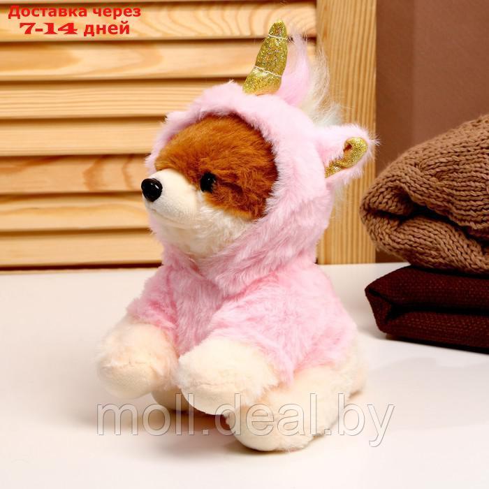 Мягкая игрушка "Собака" в костюме единорога, 18 см, цвет розовый - фото 2 - id-p202612418