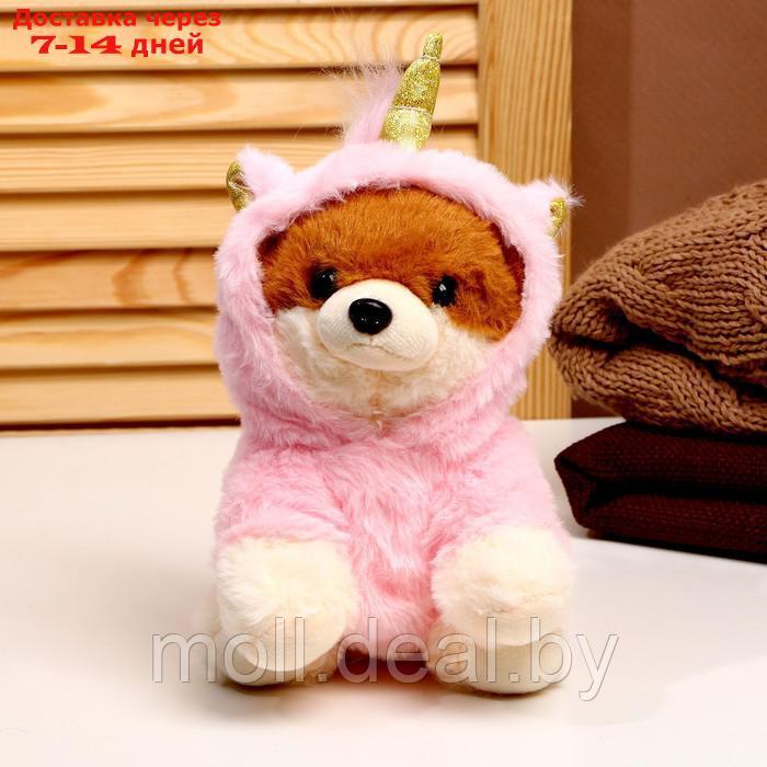Мягкая игрушка "Собака" в костюме единорога, 18 см, цвет розовый - фото 3 - id-p202612418