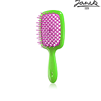 Расческа массажная Janeke Superbrush Small Green Fuxia Салатовая с фуксией