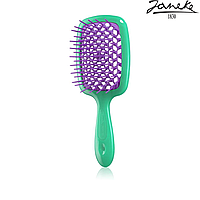 Расческа массажная Janeke Superbrush Small Green Зеленая с фиолетовым