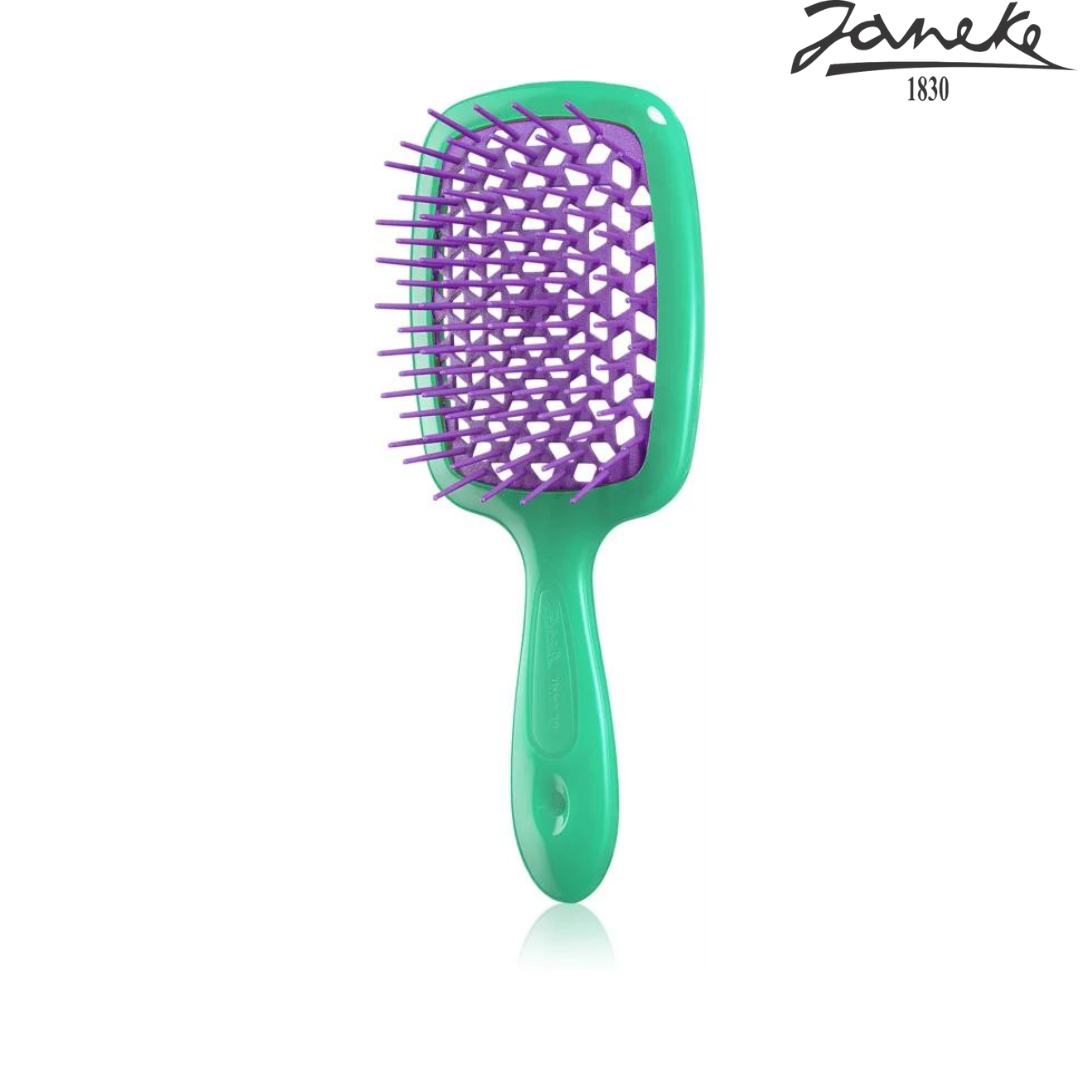 Расческа массажная Janeke Superbrush Small Green Зеленая с фиолетовым - фото 1 - id-p202642765