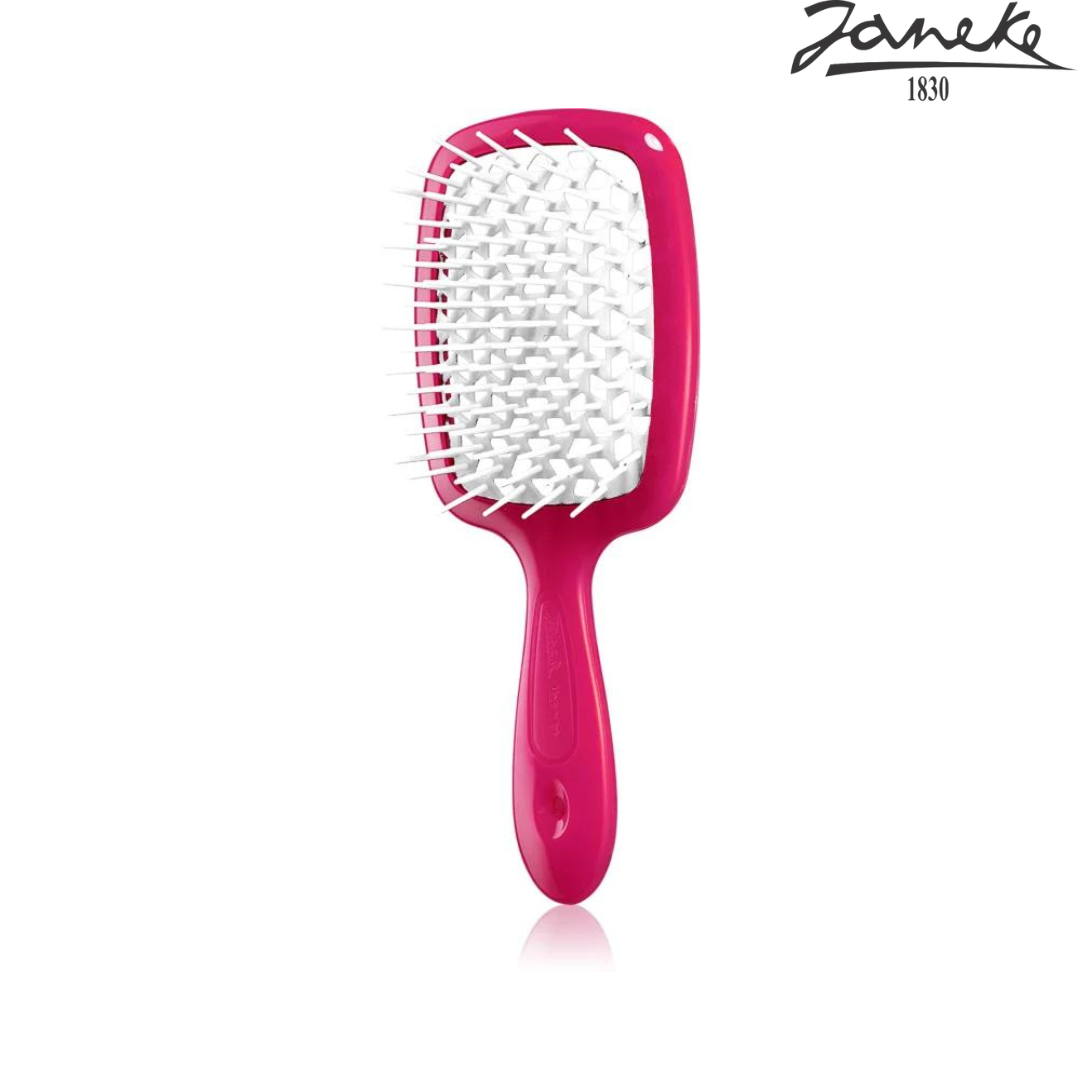 Расческа массажная Janeke Superbrush Small Fuxia Малиновая с белым