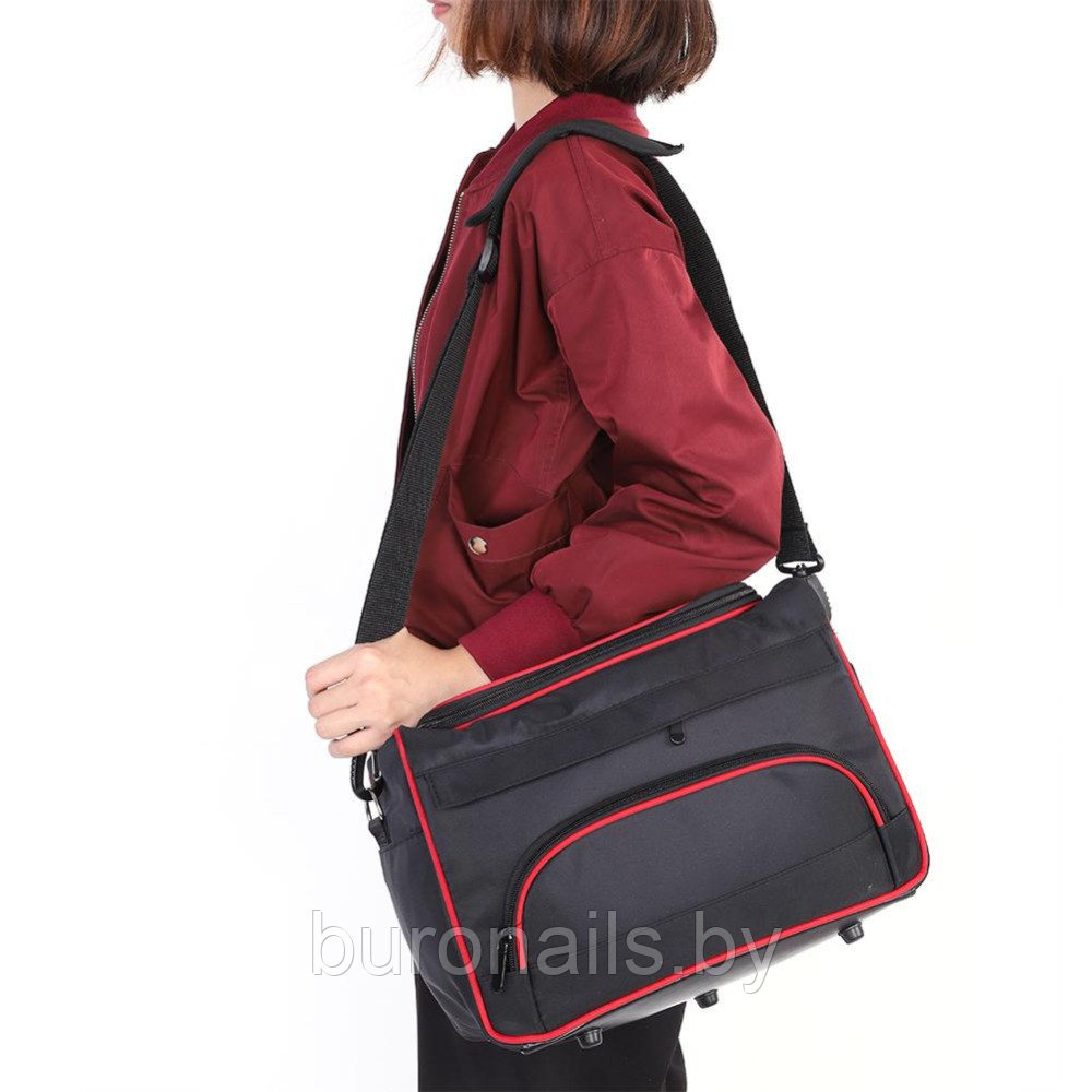 Профессиональная сумка для парикмахеров "Tony", черная с красным кантом. - фото 10 - id-p192650474