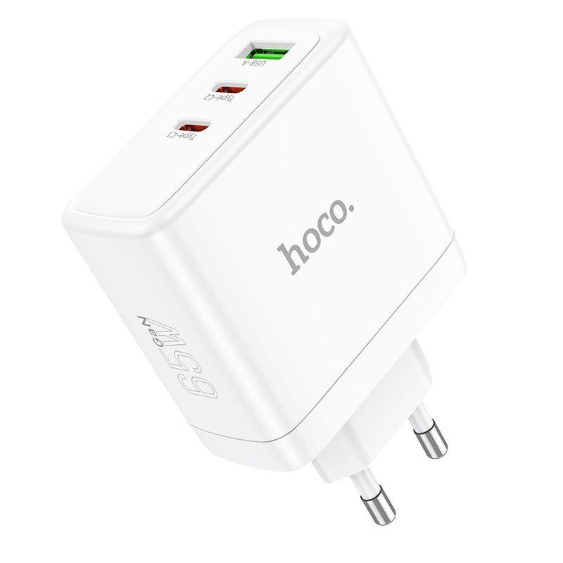 Сетевое зарядное устройство HOCO N30 2 USB Type-C PD65W + USB QC3.0 белый