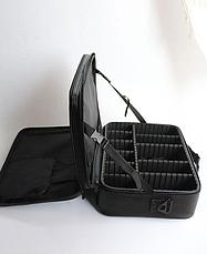 Портфели дамские "FASHION" ,для косметики, цвет "total black",размер  средний small 34 см, фото 2