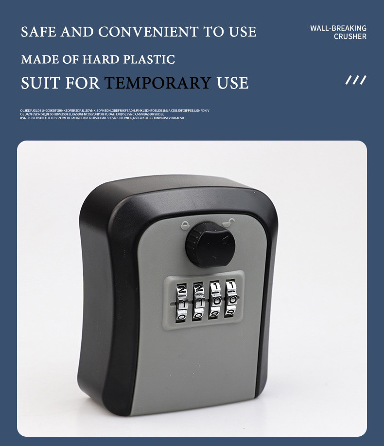 Мини сейф для ключей - ключница настенная - ящик с кодовым замком CH-886, пластиковый, черно-серый 557093 - фото 3 - id-p195646157