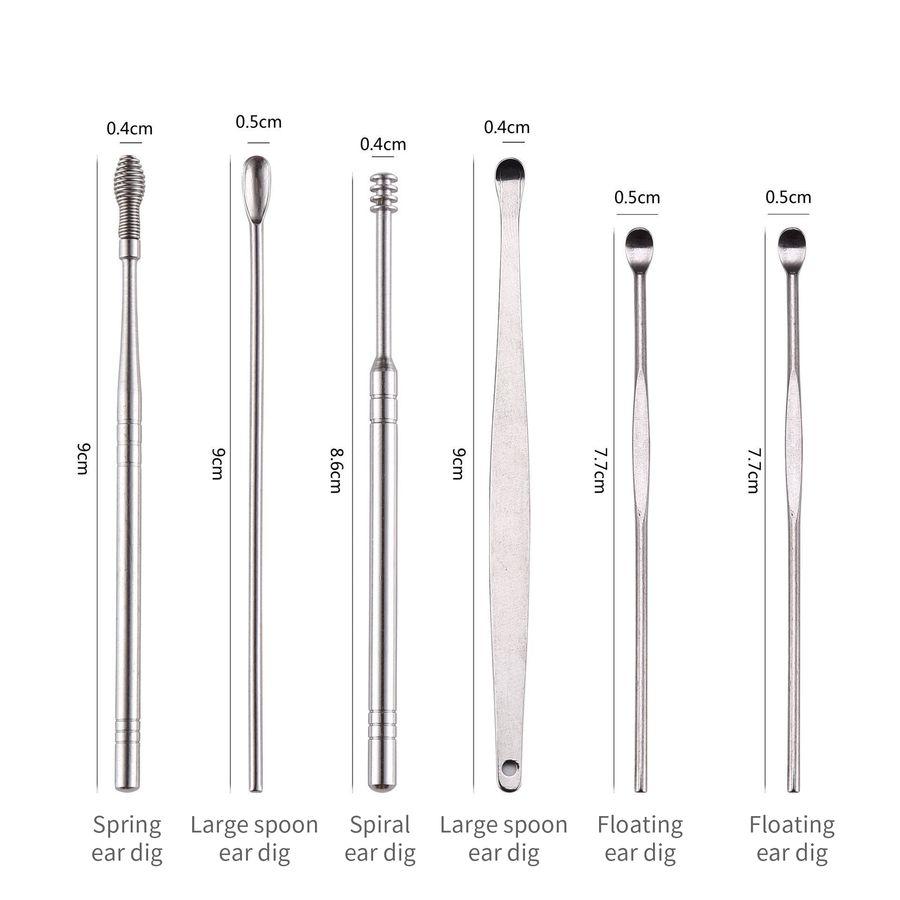 Набор инструментов для чистки ушей - ушные палочки - металлическая ухочистка MOD01, алюминий, 6 штук 557100 - фото 4 - id-p195646167