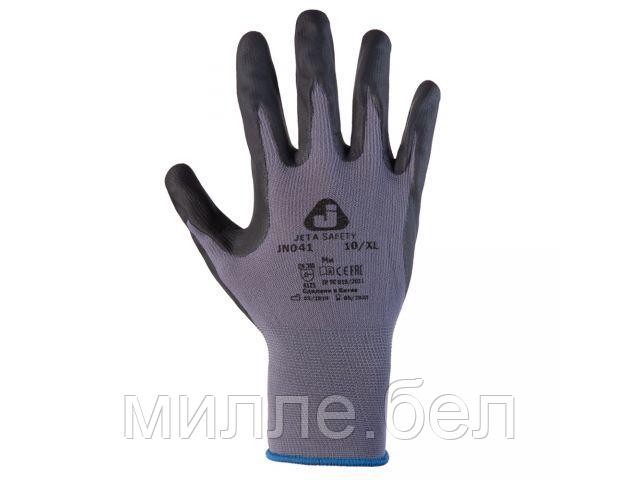 Перчатки с защитой от порезов, р-р 9/L (полиэфир, пенонитрил. покр.), серый/черный Jeta Safety (перчатки
