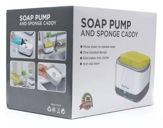 Диспенсер для мыла механический SOAP PUMP AND SPONGE CADDY, 450 мл, - фото 3 - id-p202667487