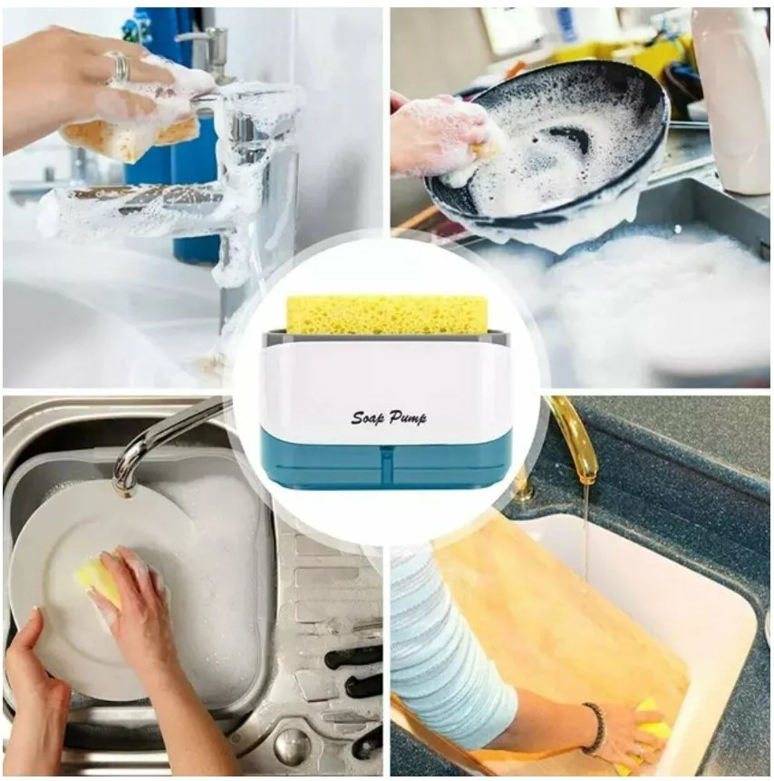 Диспенсер для мыла механический SOAP PUMP AND SPONGE CADDY, 450 мл, - фото 9 - id-p202667487