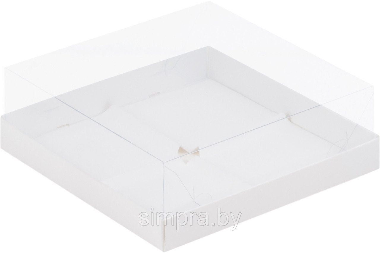 Коробка для пирожных на 4 шт мусс 20х20х8 см белая - фото 1 - id-p202669091
