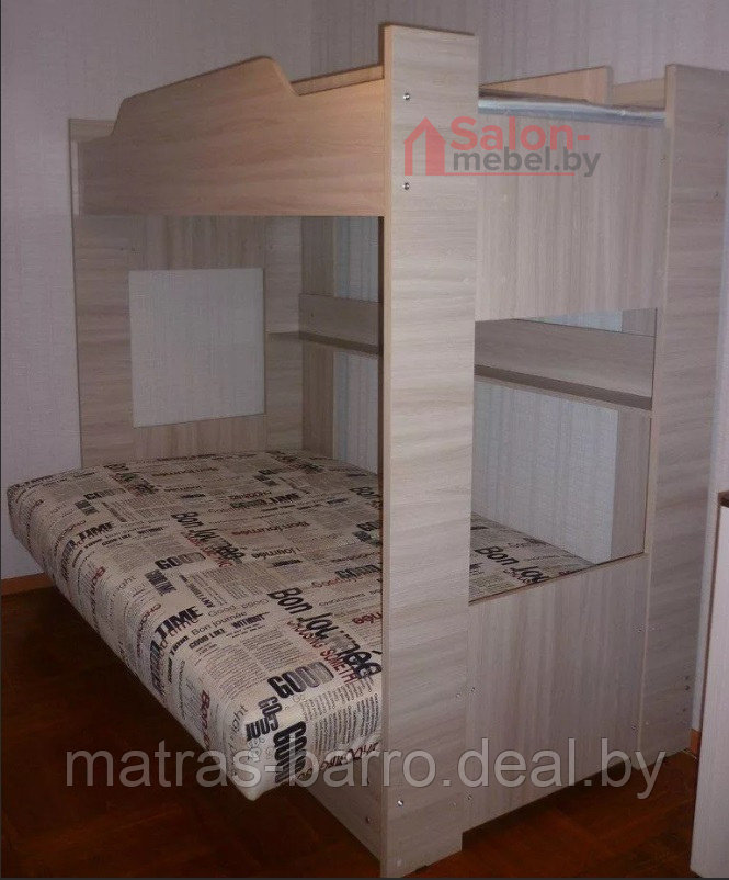 Кровать двухъярусная с диваном (чехол терможаккард"Газета") - фото 3 - id-p202669258