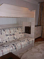 Кровать двухъярусная с диваном (чехол в ткани "Газета")