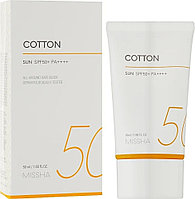 Солнцезащитный крем с бархатным финишем Missha All Around Safe Block Cotton Sun SPF50+/PA++++, 50мл