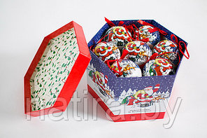 Новогодняя коллекция "Санта",диам - 8см, коробка - 14  штук., фото 2