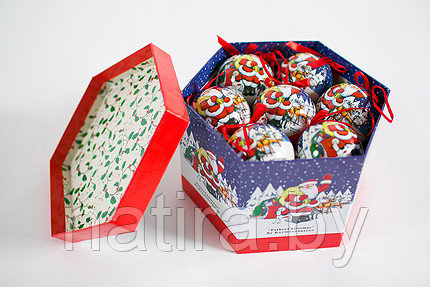 Новогодняя коллекция "Санта",диам - 8см, коробка - 14 штук. - фото 1 - id-p27634521