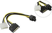 Orient C578, Переходник питания для PCI-Ex видеокарт Molex 4pin M + SATA 15pin M -> 8pin 6pin+2pin