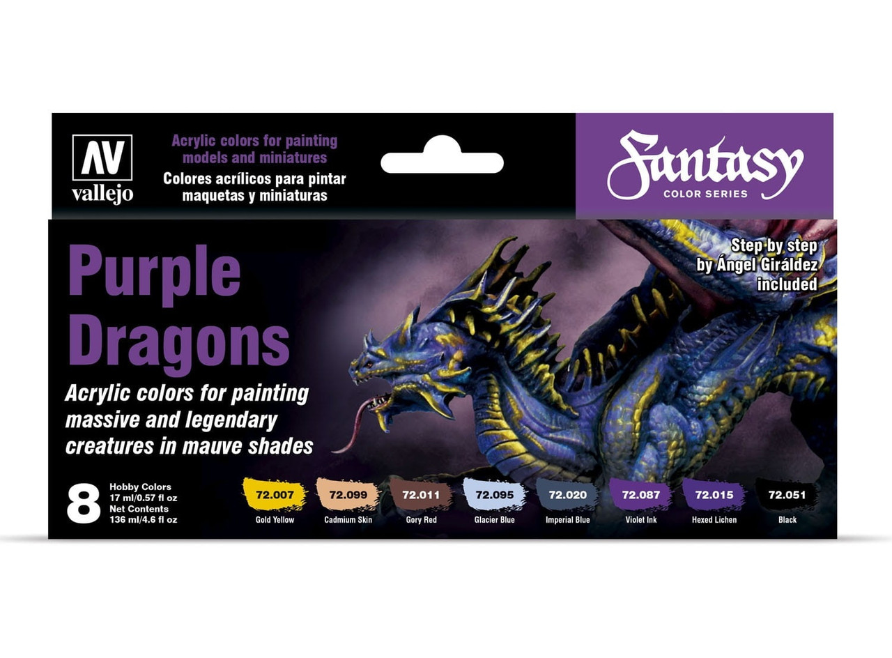 Набор акриловых красок для фэнтези минитюр PURPLE DRAGONS, 8х17мл, Vallejo