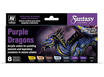 Набор акриловых красок для фэнтези минитюр PURPLE DRAGONS, 8х17мл, Vallejo