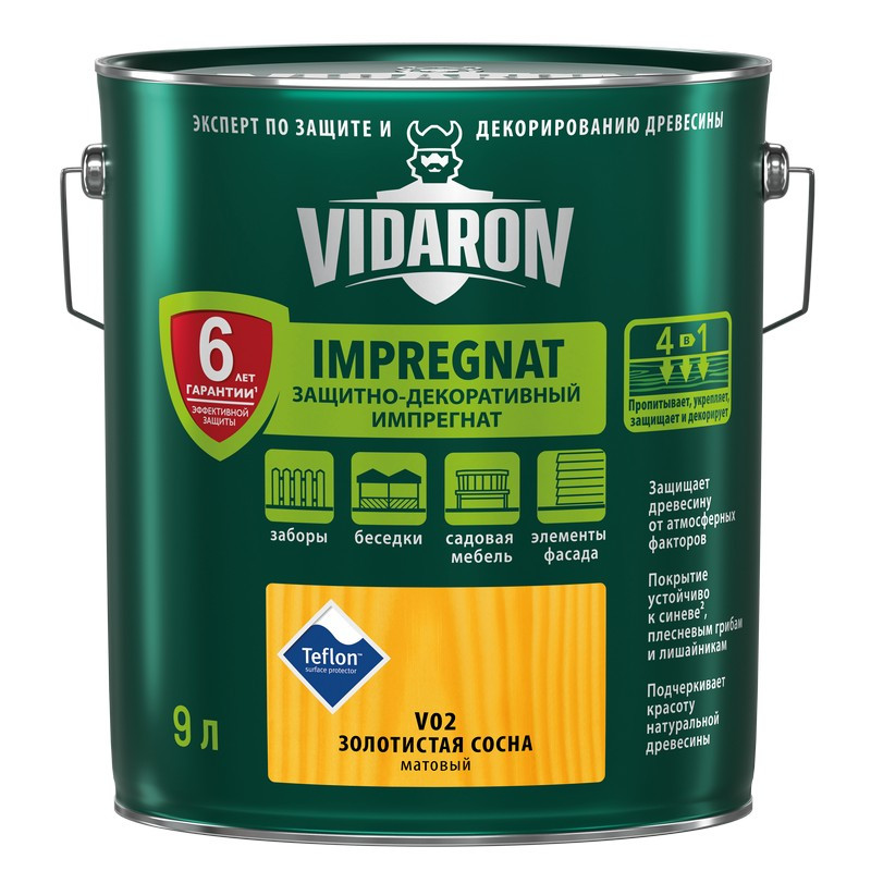 Пропитка 'VIDARON' V02 золотая сосна (9л)